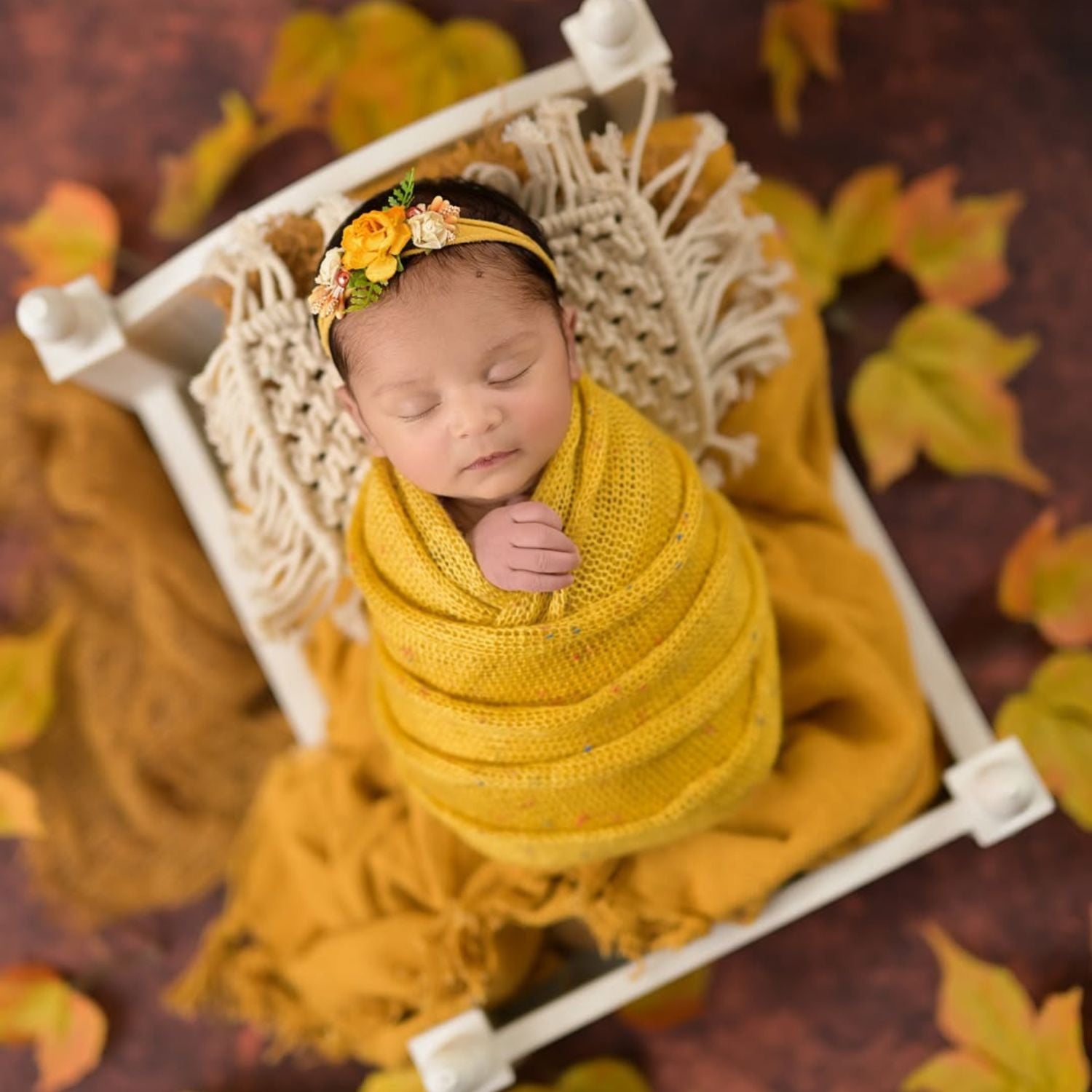 Baby Knitted Dotted Wrap W035 | Yellow