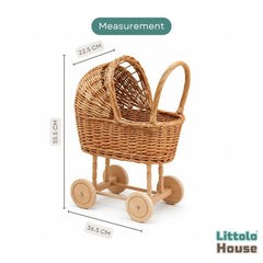 Boho Woven Cane Flower Cart | Cane | Natural Wood