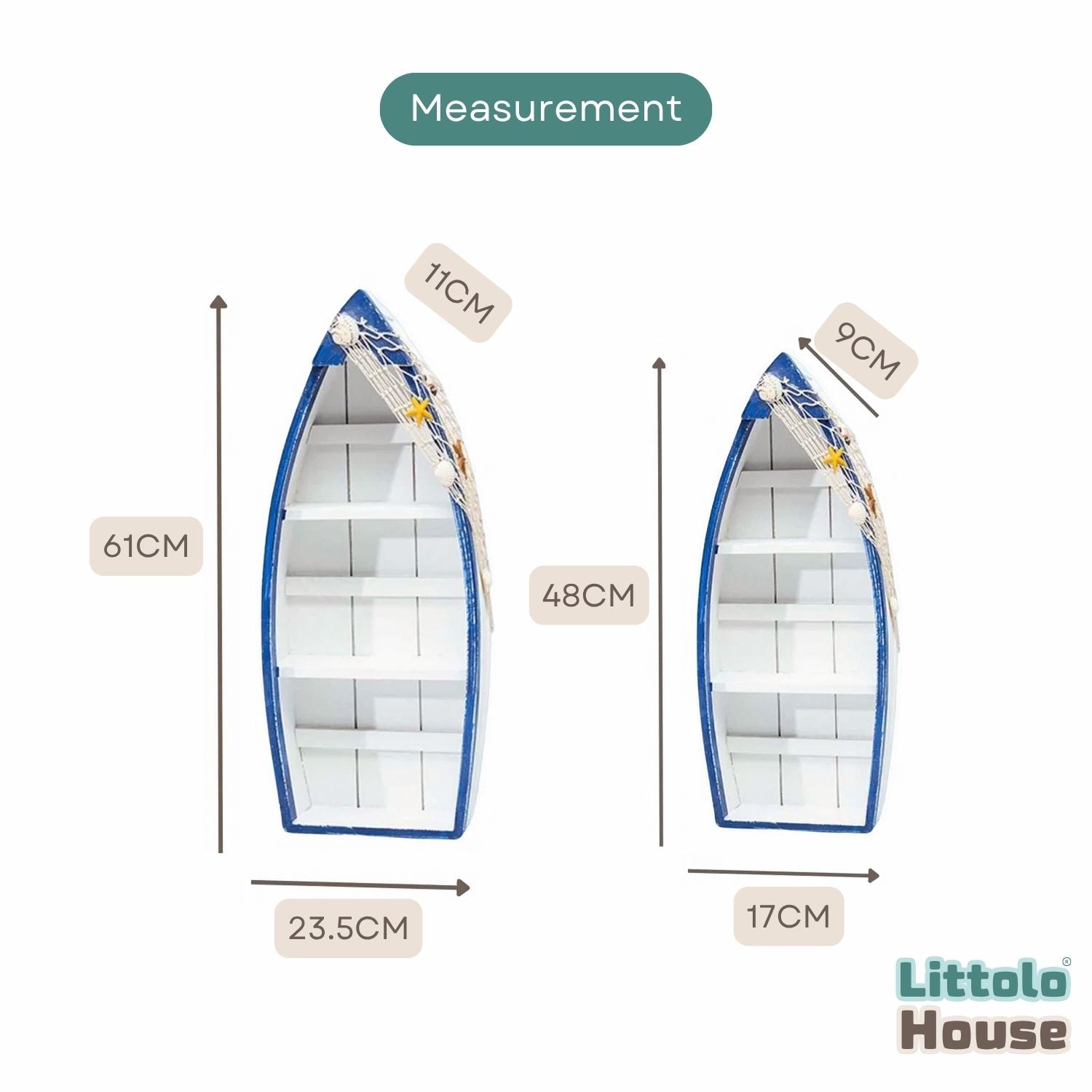 Mediterranean Style Rustic Ship Sailing Boat Set of 2 D025 | Decorative Add-ons | White Blue