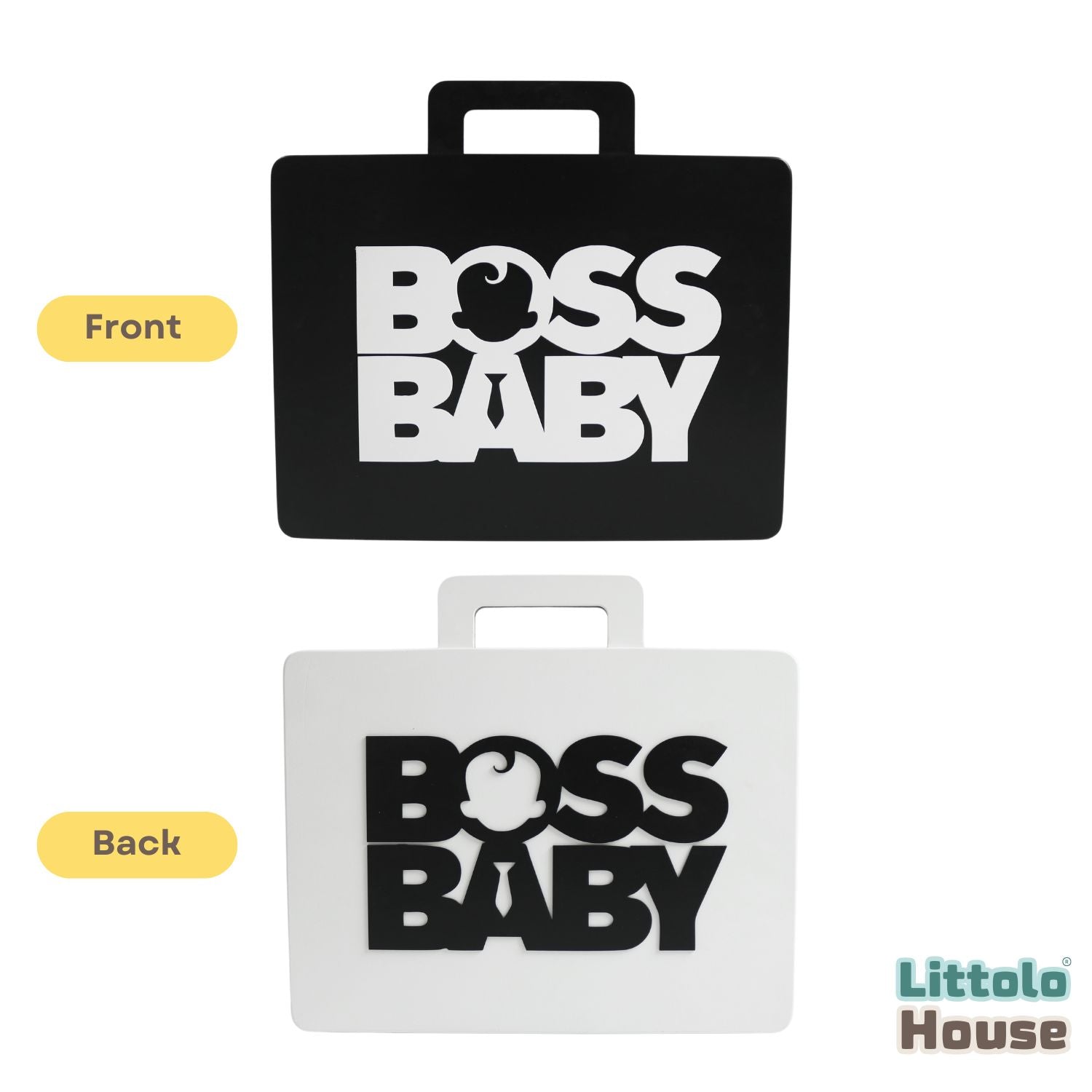 Stylish Boss Baby Dual Side Suitcase D148 | Set of 1 | White Black