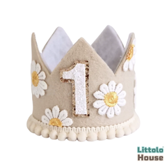 Baby 1st Birthday Floral Daisy Crown D168 | Pack of 1 | Light Brown