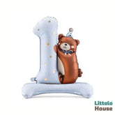 Numeric One Foil Balloon with Teddy Bear for 1st Birthday D171 | Pack of 1 | Sky Blue