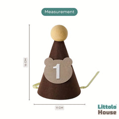 Baby 1st Birthday Teddy Bear Hat D173 | Pack of 1 | Brown