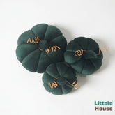 Halloween Velvet Pumpkins D191 | Pack of 3 | Bottle Green
