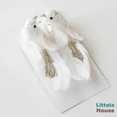 Glitter Feather Bird Clips D192 | Pack of 2 | White