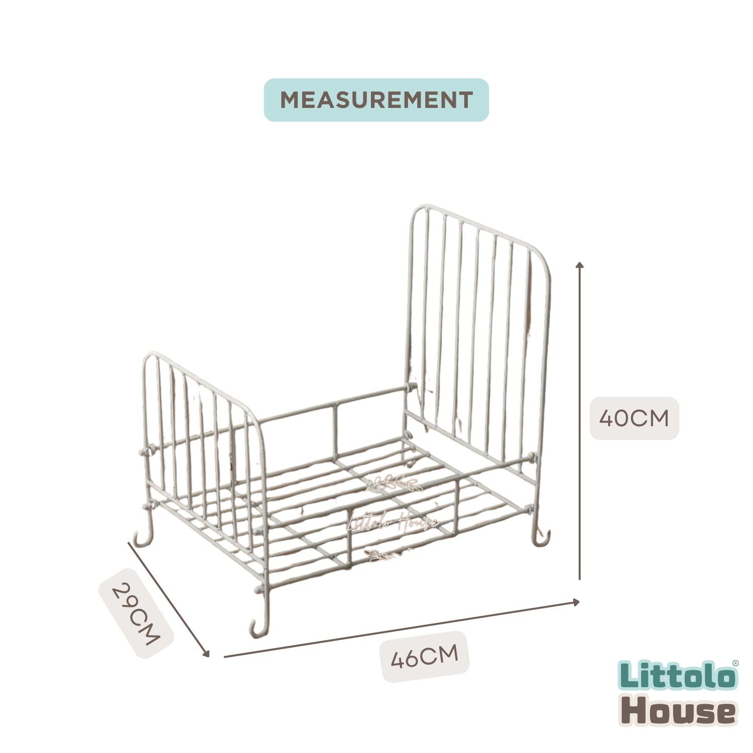 Heritage Iron Bed M014 | Iron Artware | Rustic White