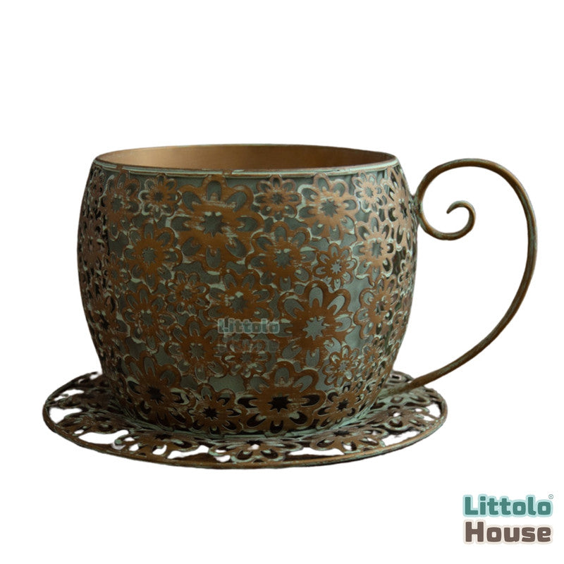 Iron Coffee Cup Bucket | Iron Art | Brown