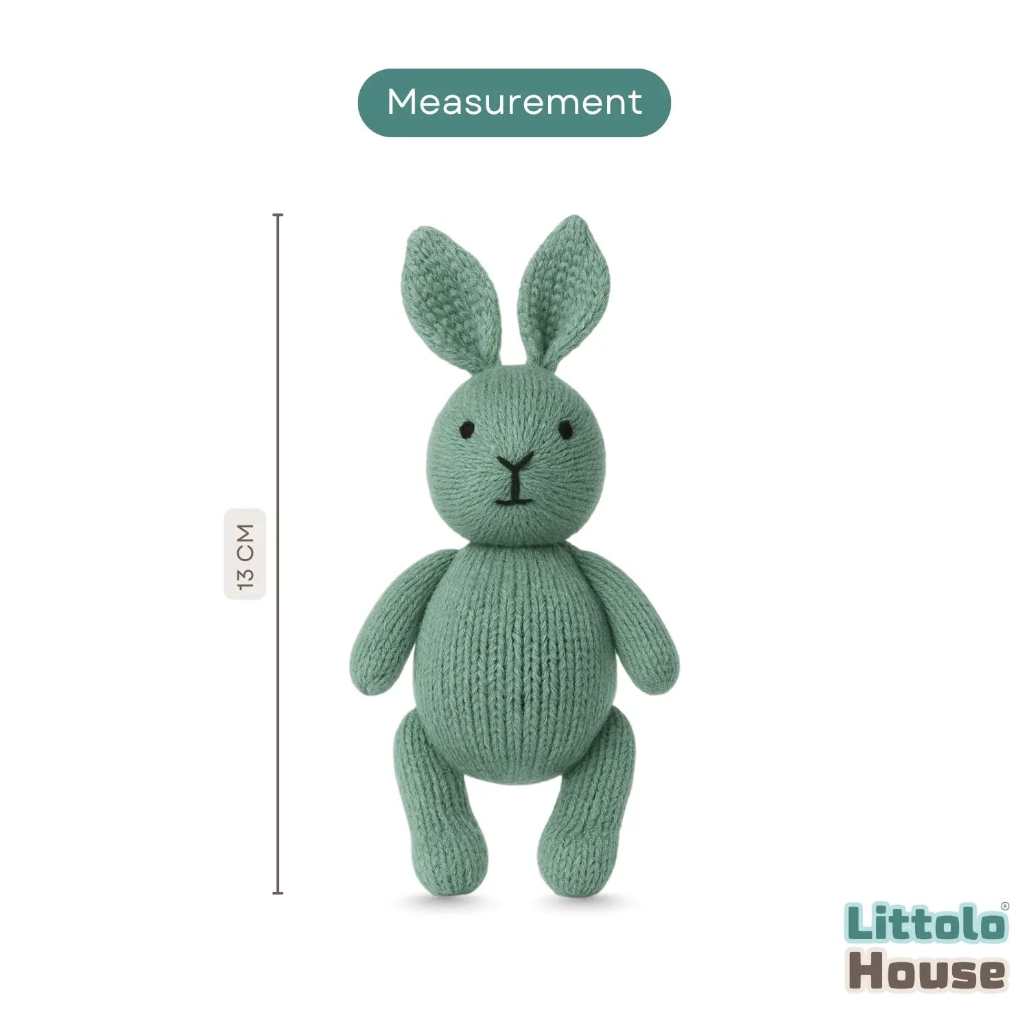 Plush Knitted Bunny Teddy Toy TY180 | Pack of 1 | Bean Green