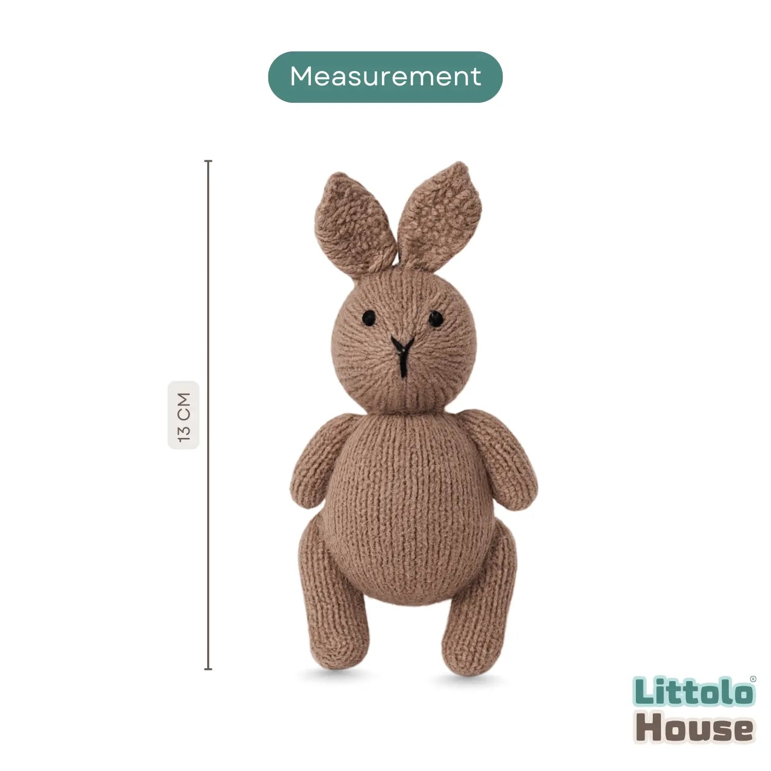 Plush Knitted Bunny Teddy Toy TY180 | Pack of 1 | Brown