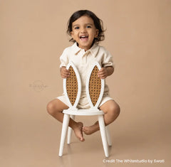 Bunny Rattan Chair | Wooden Decorative | White