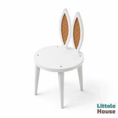 Bunny Rattan Chair | Wooden Decorative | White