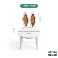 Bunny Rattan Chair | Wooden Decorative | White