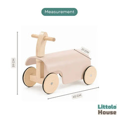 Toddler Ride-On Scooter Prop | Wooden Decorative | Beige
