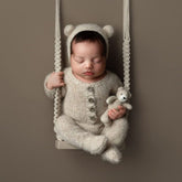 Baby Macrame Flower Swing | Wooden Decorative | Rustic White