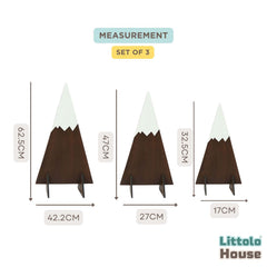Mountain Cutouts Woodland Theme Set of 3 | Wooden Decorative | Brown