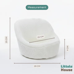 Soft Fur Posing Chair Style 2 | Wooden Decorative | Off White