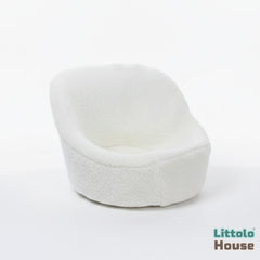 Soft Fur Posing Chair Style 2 | Wooden Decorative | Off White