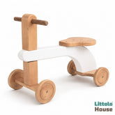 Vintage Scooter Ride-On Prop | Wooden Decorative | White Brown