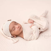 Baby Romper and Sleep Hat SR017 | Set of 2 | NB| Beige