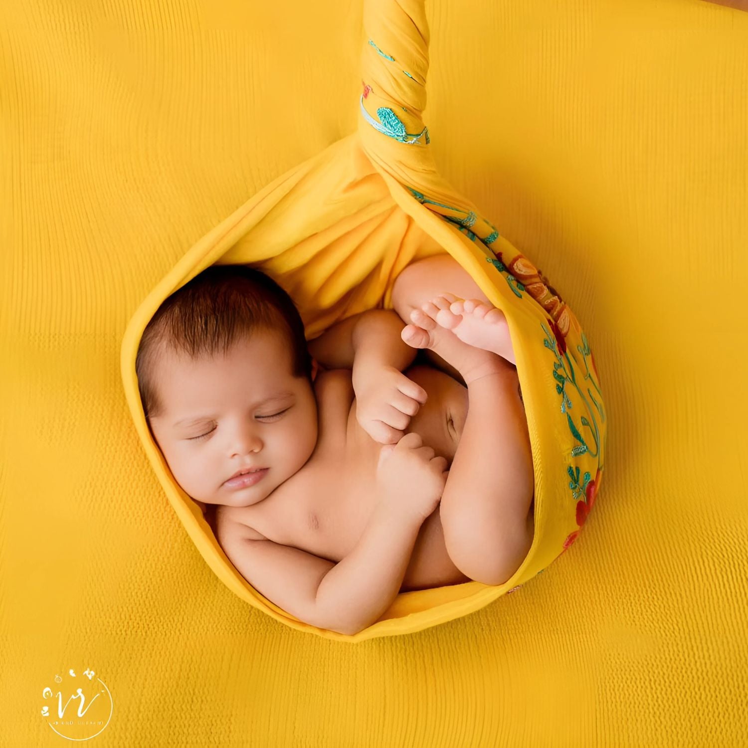 Retro Embroidery Dual-Use Wrap cum Layer | Yellow