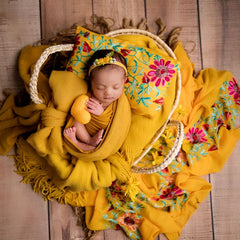 Retro Embroidery Dual-Use Wrap cum Layer | Yellow