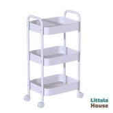 3 Tier Metal Rolling Cart Organizer with Wheels Rolling Cart Storage Shelves | Studio Setups | White