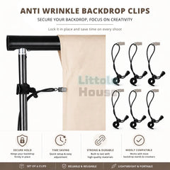 Adjustable Backdrop Tension Clips Set of 6 | Studio Setups | Black