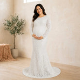 Lace Net Highneck Dress M043 | L | White