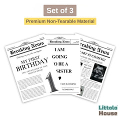 Non Tearable Dual-Side Birthday, Sibling & Maternity Magazine Combo D187 | Set of 3 | Black White