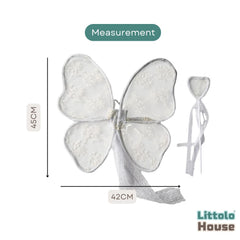 Baby Angel Lace Wings with Magic Wand O033 | 18M | White