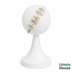 Elegant Pearl Bloosam Headband H127 | White Ivory