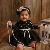 Baby Girl Polka Dot Frock Outfit O073 | 1Y | Black