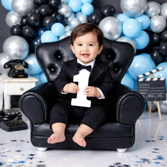 Boss Baby Leather Sofa | Wooden Decorative | Black