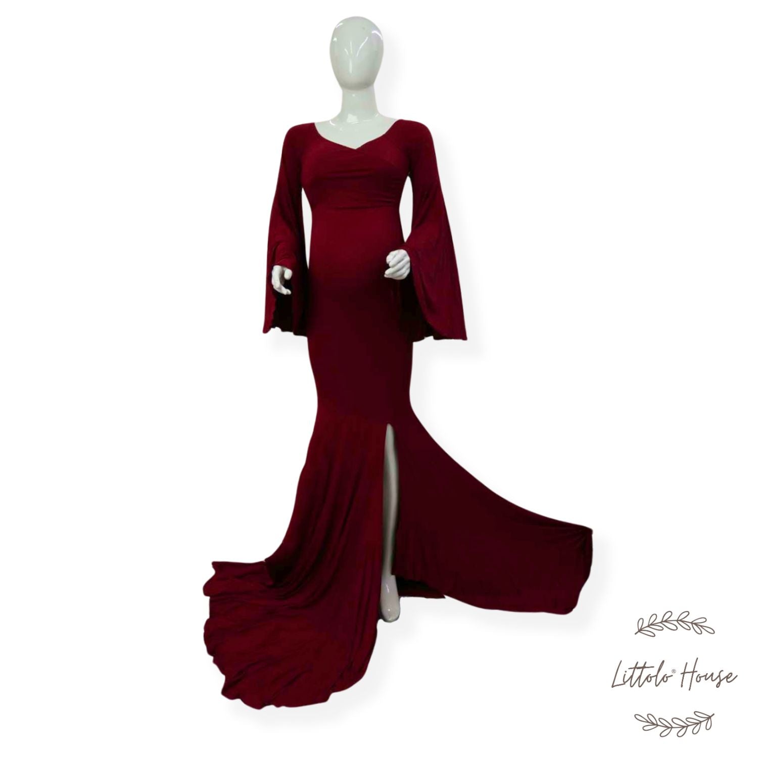Long Bell Sleeves Gown M044 | M | Cherry