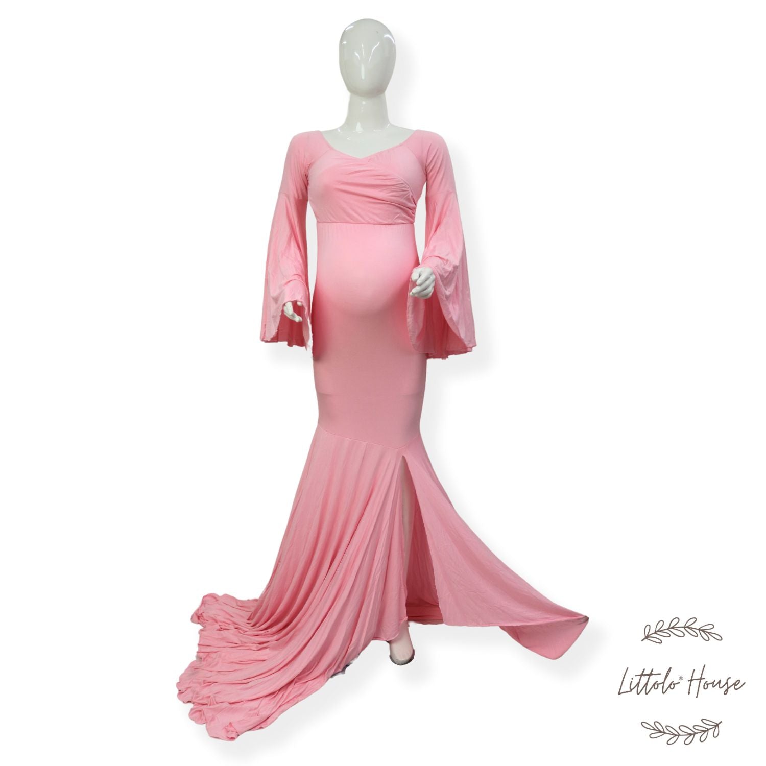 Long Bell Sleeves Gown M044 | M | Pink