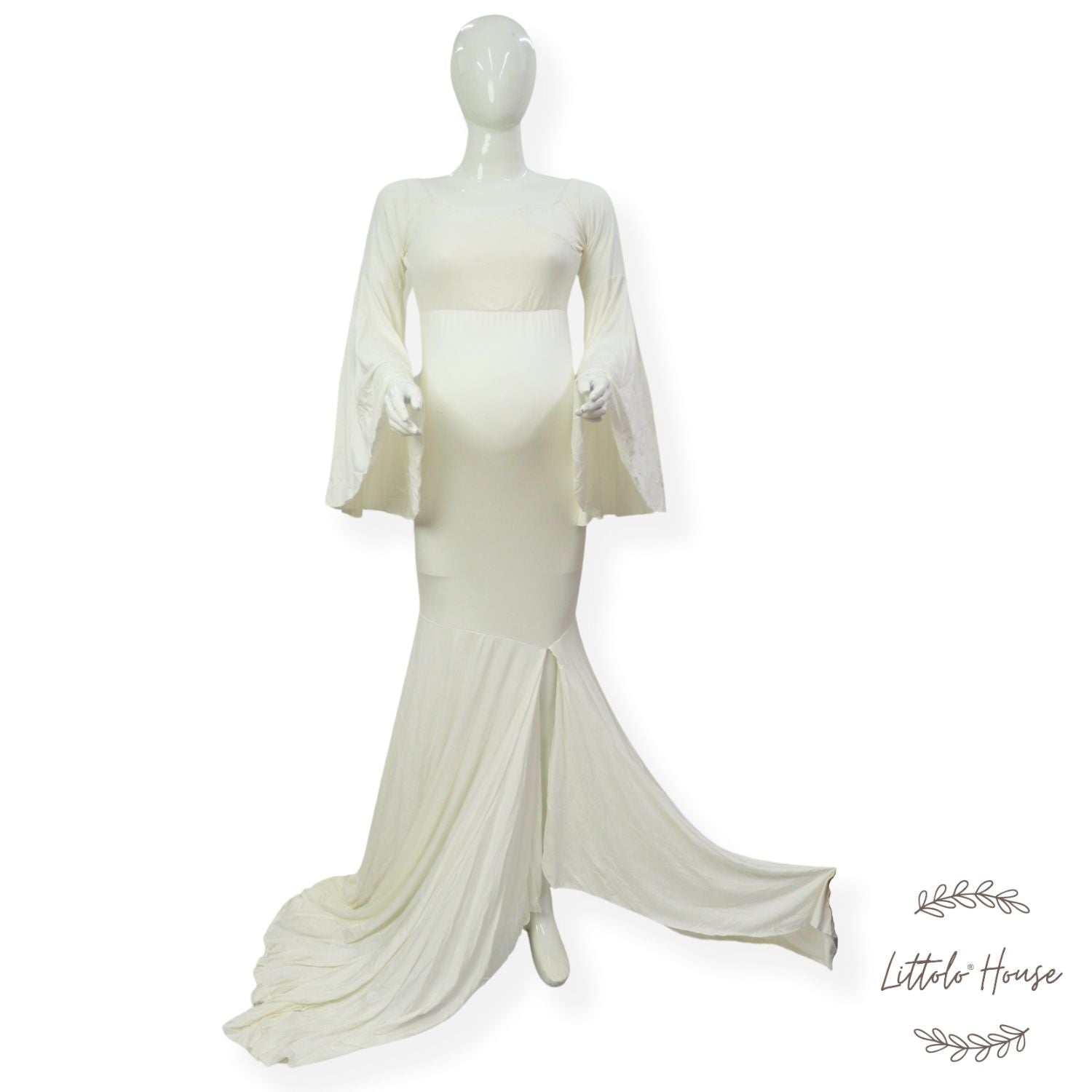 Long Bell Sleeves Gown M044 | L | White
