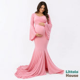 Long Bell Sleeves Gown M044 | M | Pink