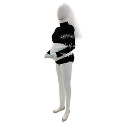Maternity Turtle Neck Crop Top with Waist Hipster Shorts and White Veil M030 Maternity Bodysuit | M | Black
