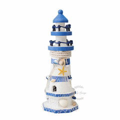 Mediterranean Lighthouse Sailor Theme Watch Tower D027 | Decorative Add-ons | Rustic White Blueblocks