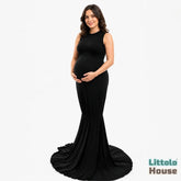 Mermaid Sleeveless Maxi Dress M028 Maternity Gown | S | Black