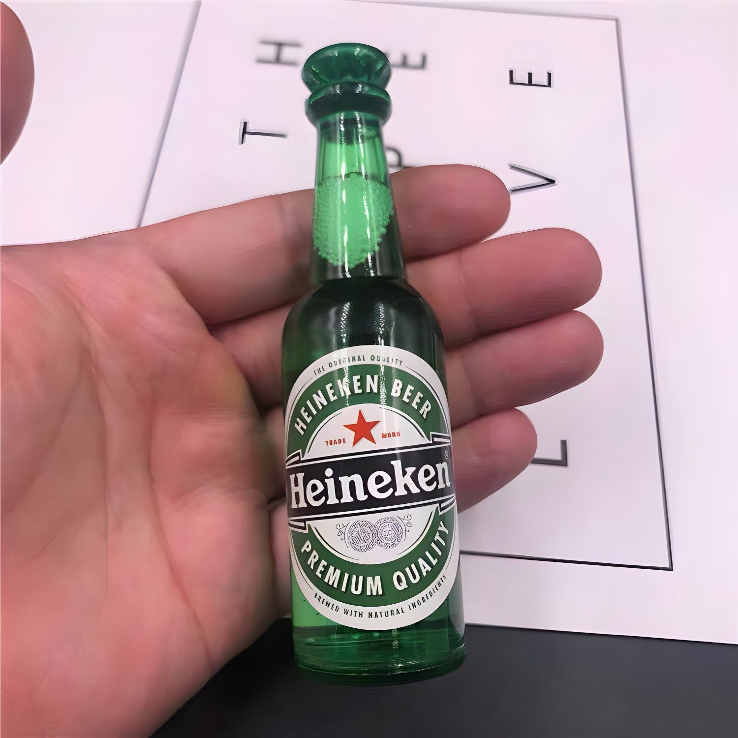 Fake Mini Beer Bottle Miniature D077 | Pack of 1 | Heineken Green