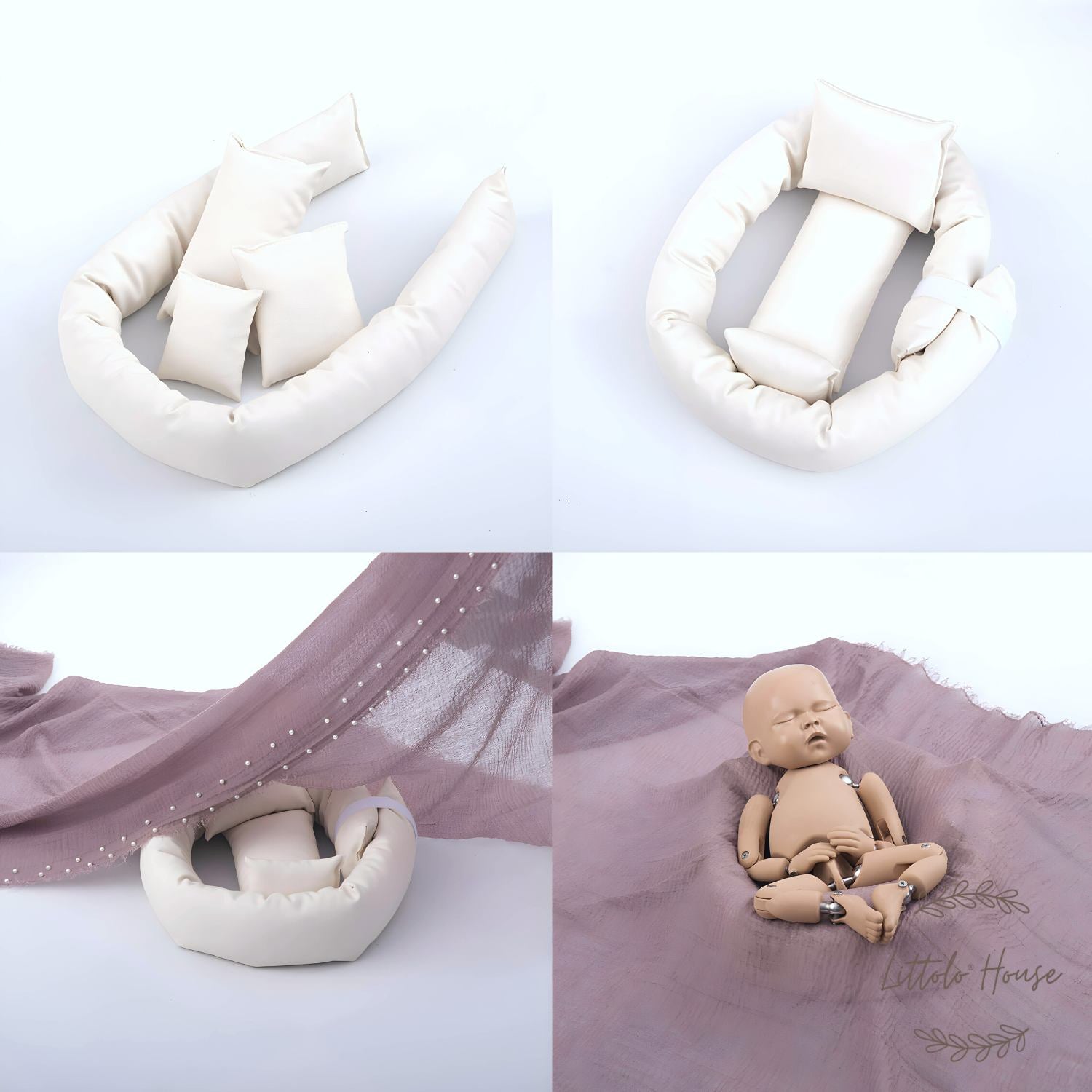 Multifunctional Basket Posing Aid P11 Set of 4 | NB | Rice White