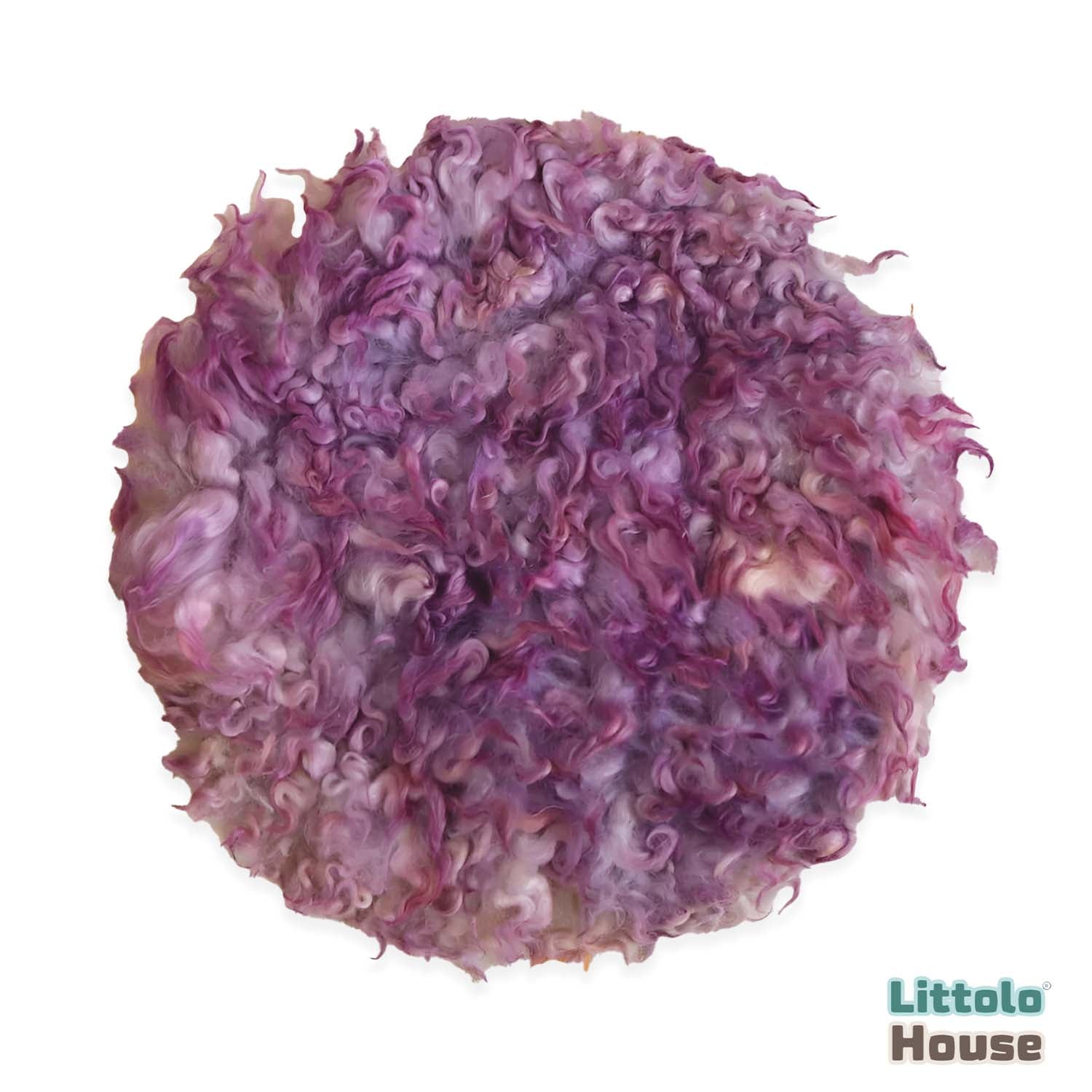 Natural Wool Fleece Dual Shade Curly Fur F005 | 35 CMS | Purple White Shades