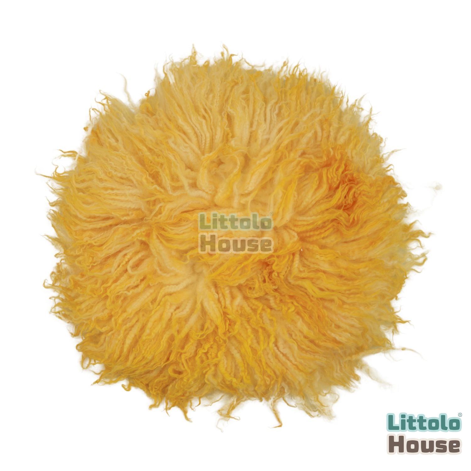 Natural Wool Fleece Dual Shade Curly Fur | 35CMS | Sunrise Yellow