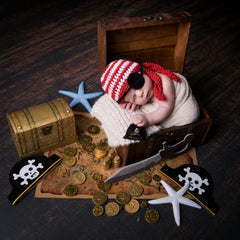 Nautical Cove Wooden Pirates Treasure Chest Box | Golden D094 | Pack of 1 | Golden Green Shades