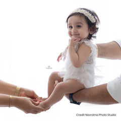 Baby Girl Ruffle Lace Romper with Headband O225 | 3M | White