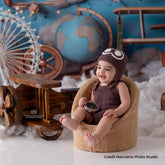 Baby Crochet Aviator Romper with Hat O125 | 2M | Brown