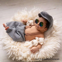 Baby Boy Gentleman Cap and Suspender Pant SR002 | 2M | Black Chex
