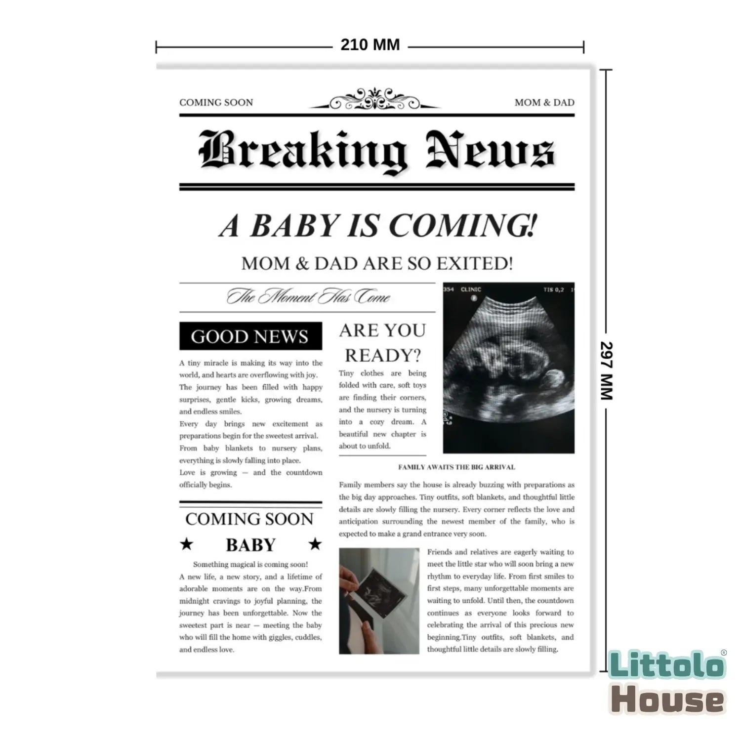 Non Tearable Dual-Side Maternity Magazine D189 | Pack of 1 | Black White