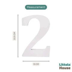 Numeric 2 for Second Birthday | Wooden Decorative | White